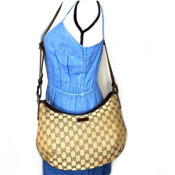 Authentic Gucci crossbody bag brown canvas - Picture 2 of 16